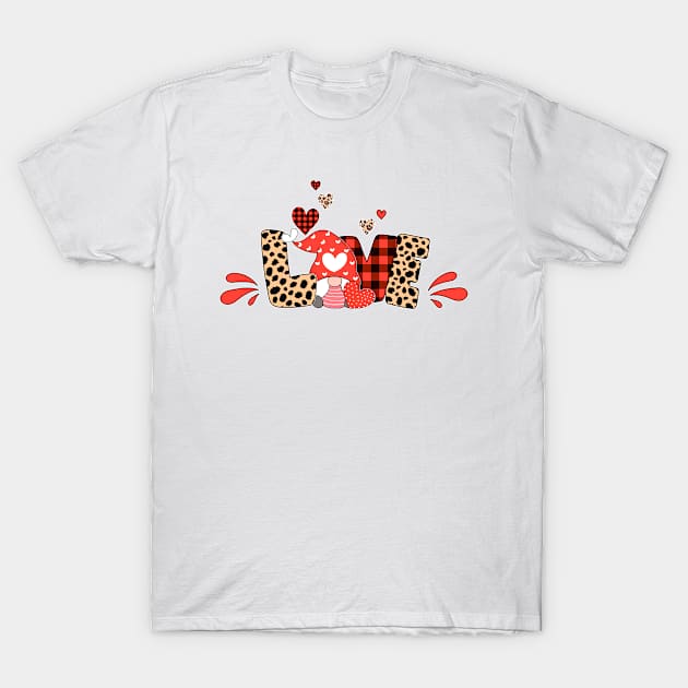 Valentine's Day Gnome leopard print Love  Funny Gifts T-Shirt by Marcekdesign